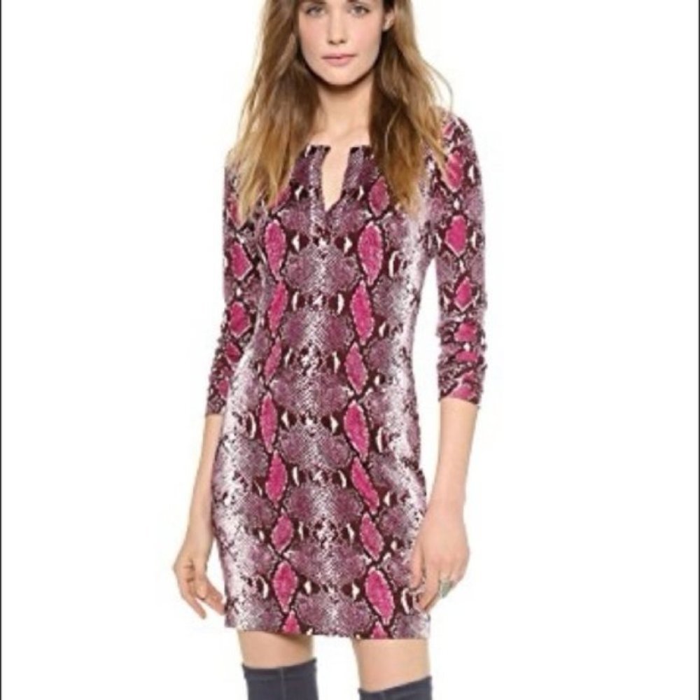 DVF Reina Tunic Python Snake Silk Dress Size 10